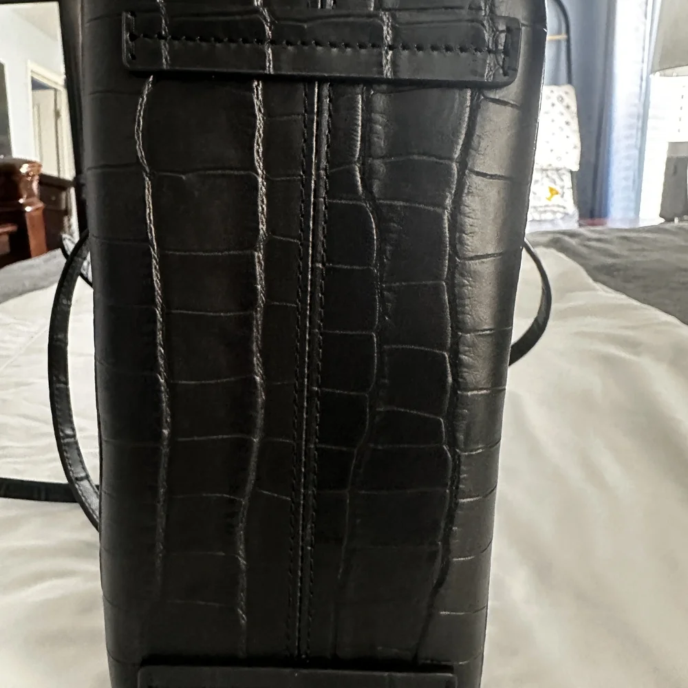 Marc Jacobs Black Croc-Embossed Top-Handle Satchel